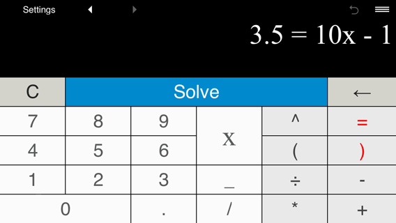 Solving linear equation 3.5 = 10x - 1